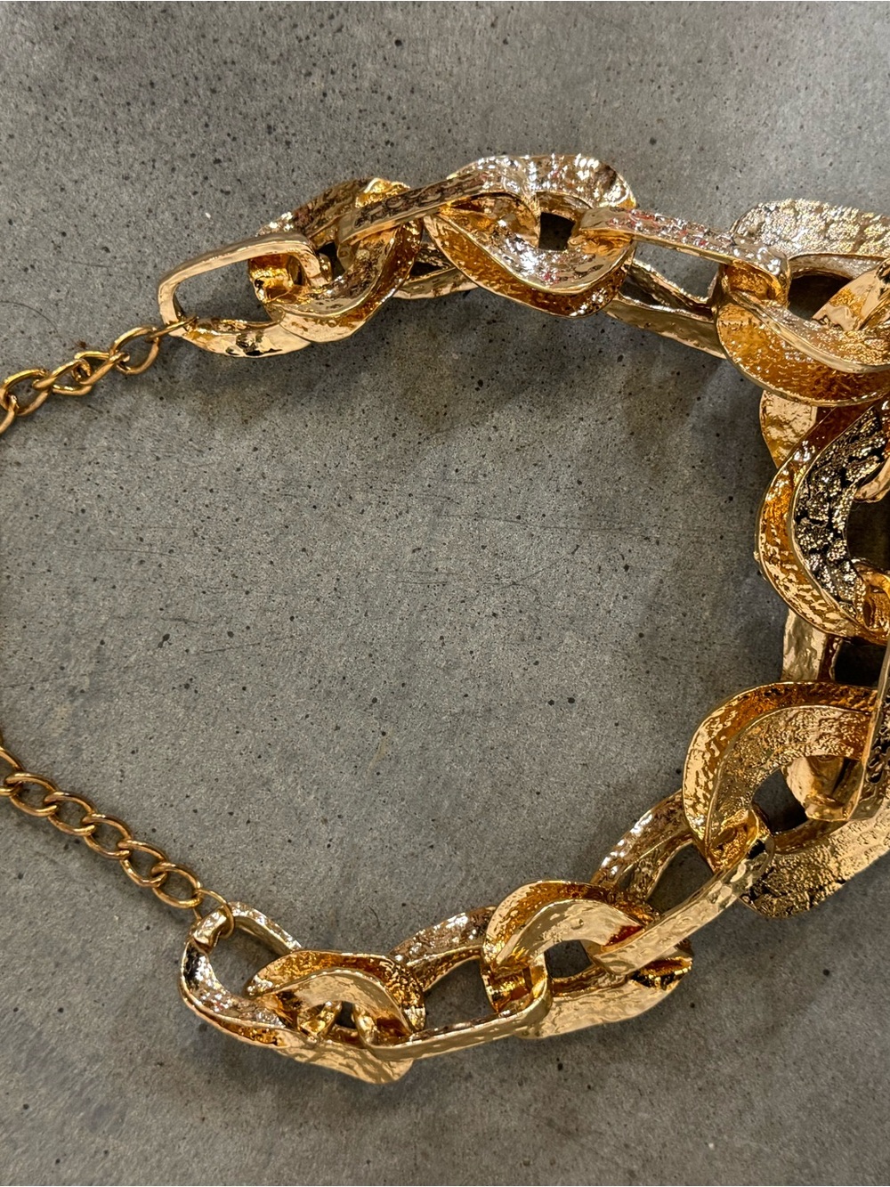 Gold Textured Link Necklace - Women's Jewelry